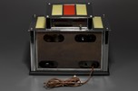 Radio-Glo Stained Glass + Chrome Radio in Coral with Yellow - Exceptional